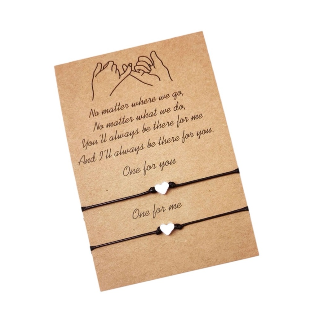 Set 2 Heart Charm Friendship and Love Bracelets. Pinky Promise Bracelet Message